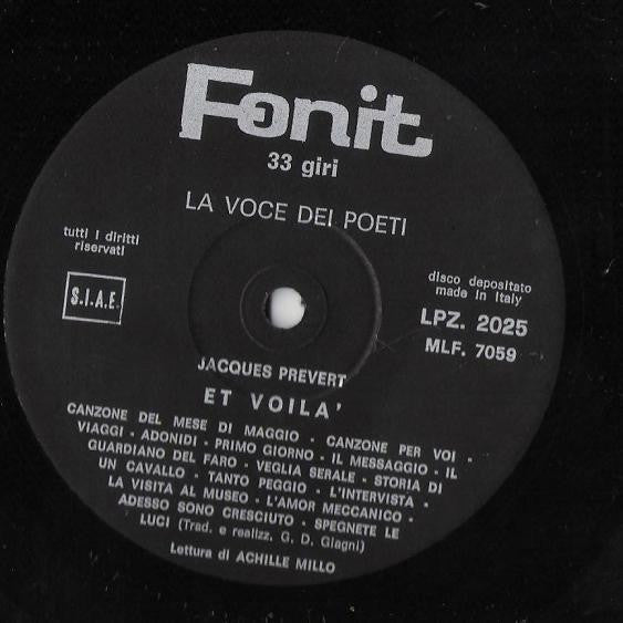Jacques Prévert – ...Et Voilà! (LP, Italy - 1970)