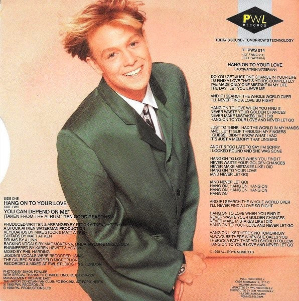 Jason Donovan – Hang On To Your Love (7", Netherlands - 1990)