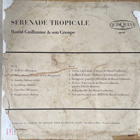 Raoul Guillaume Et Son Groupe – Sérénade Tropicale (LP, Haiti)