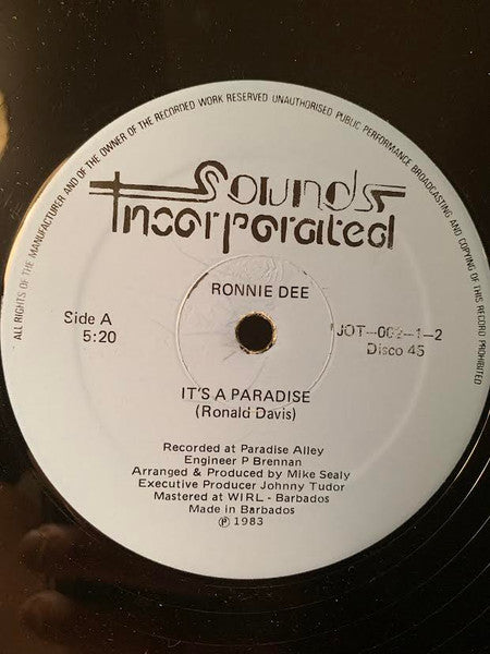 Ronnie Davis (7) – It's A Paradise (12", Barbados - 1983)