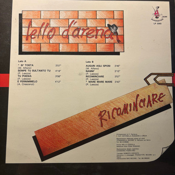 Lello D'Arena – Ricominciare (LP, Album, Italy - 1990)