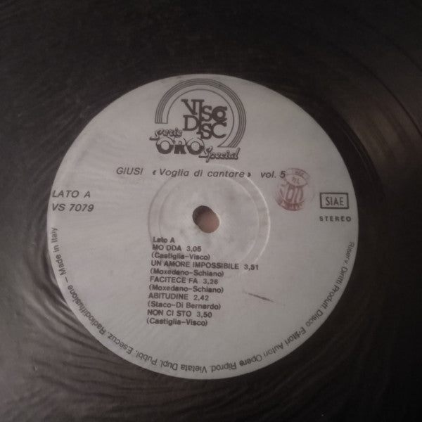 Giusy (5) – Voglia Di Cantare Vol. 5° (LP, Italy)