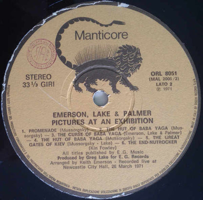 Emerson, Lake & Palmer – Pictures At An Exhibition (LP, Album, Reissue, Italy - 1976)