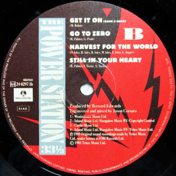 The Power Station – The Power Station 33⅓ (LP, Album, Italy - 1985)