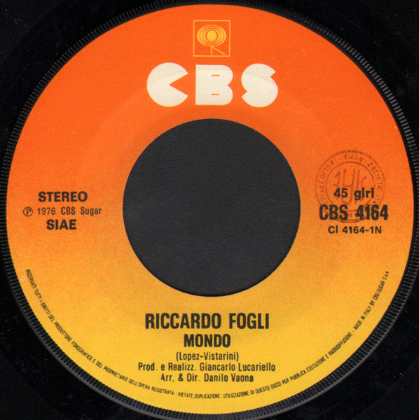 Riccardo Fogli – Mondo (7", Italy - 1976)