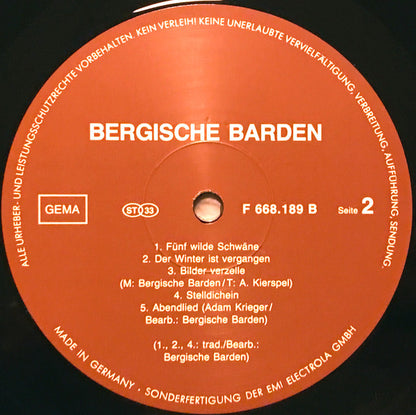 Bergische Barden – Volkslieder (LP, Album, Germany - 1983)