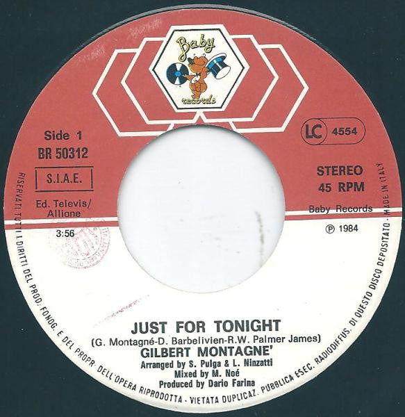 Gilbert Montagné – Just For Tonight / Musicienne (7", Italy - 1984)