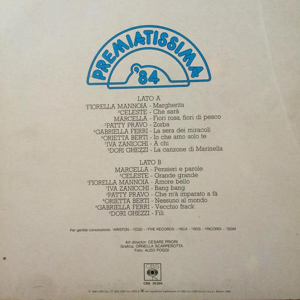 Various – Premiatissima '84 - Le Premiatissime (LP, Compilation, Italy - 1985)