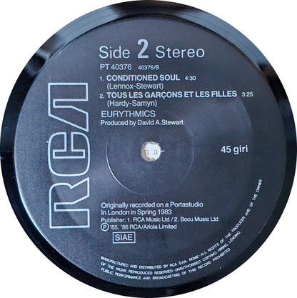 Eurythmics – It's Alright (Baby's Coming Back) (12", Italy - 1986)