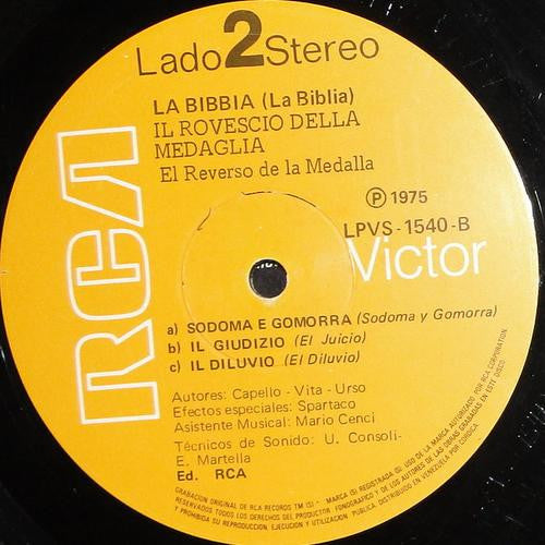 Il Rovescio Della Medaglia – La Bibbia (LP, Album, Venezuela - 1975)