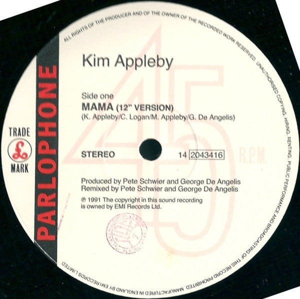 Kim Appleby – Mama / Don't Worry (12", Italy - 1991)
