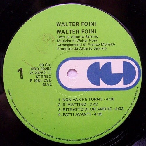 Walter Foini – Walter Foini (LP, Album, Italy - 1981)