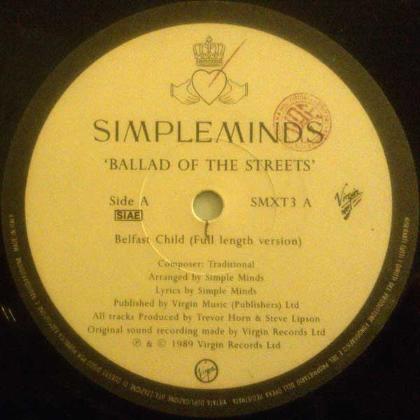 Simple Minds – Ballad Of The Streets (12", Italy - 1989)