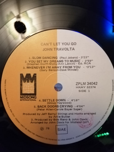 John Travolta – Can't Let You Go (LP, Album, Italy - 1978)