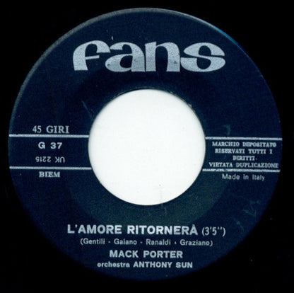 Mack Porter – Dove Sei Felicità (7", Italy - 1969)