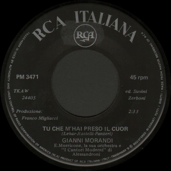 Gianni Morandi – Tu Che M'Hai Preso Il Cuor / Prendi, Prendi (7", Italy - 1968)
