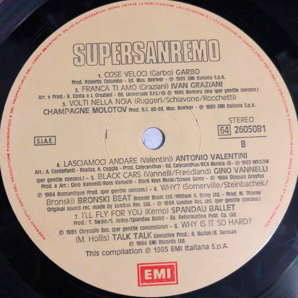 Various – Supersanremo 1985 (LP, Compilation, Italy - 1985)