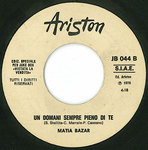 Luciano Rossi, Matia Bazar – Aria Pulita / Un Domani Sempre Pieno Di Te  (7", Italy - 1976)