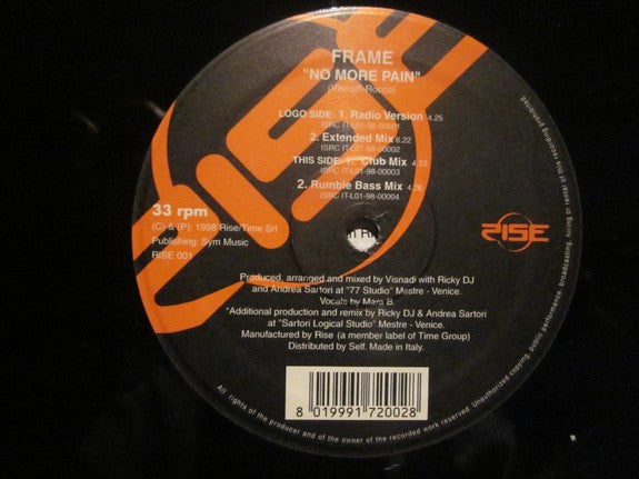 Frame (11) – No More Pain (12", Italy - 1998)