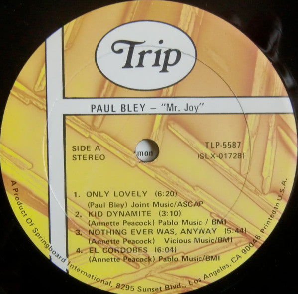 Paul Bley – Mr. Joy 1968 (LP, Album, Reissue, US - 1975)