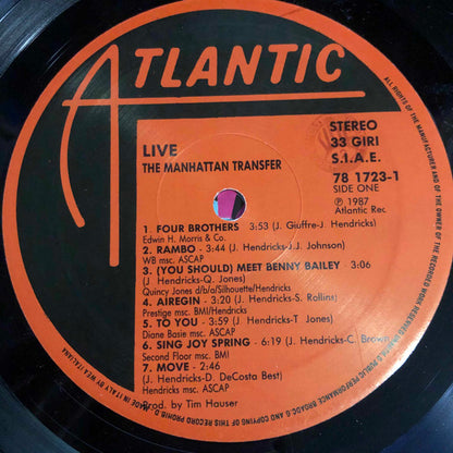 The Manhattan Transfer – Live (LP, Album, Italy - 1987)