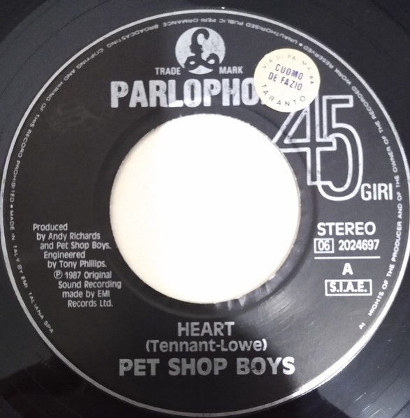 Pet Shop Boys – Heart (7", Italy - 1988)
