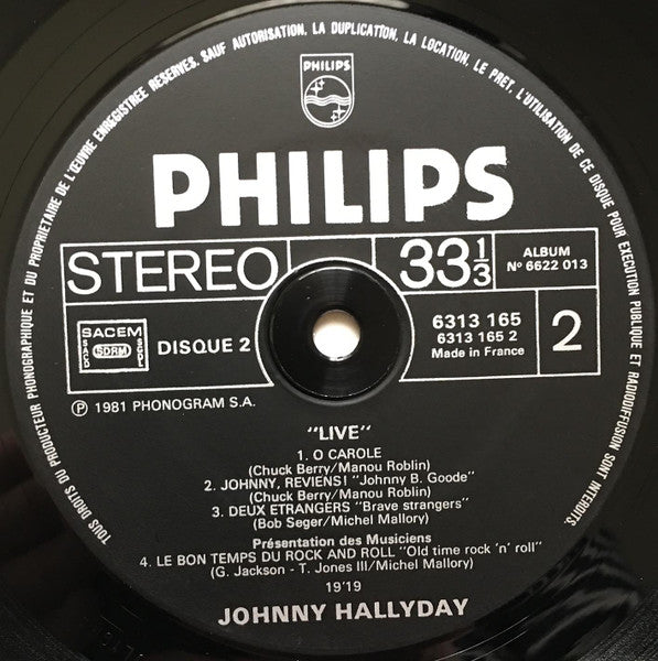 Johnny Hallyday – Live - Enregistrement Public 81 (LP, Album, France - 1981)