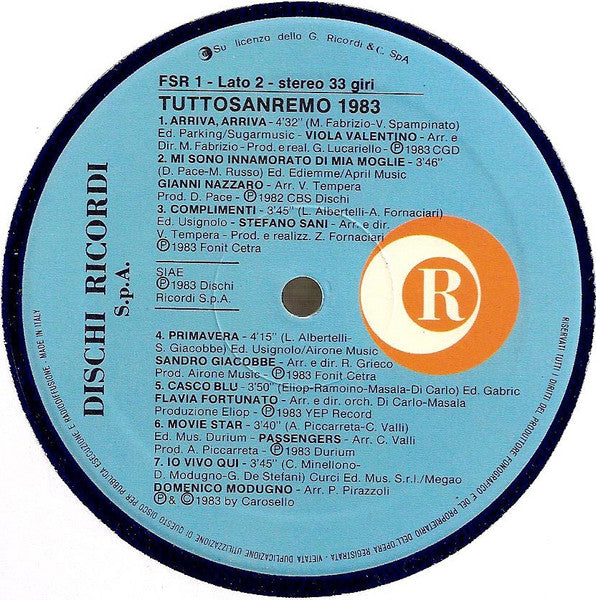 Various – Tuttosanremo '83 (LP, Compilation, Italy - 1983)