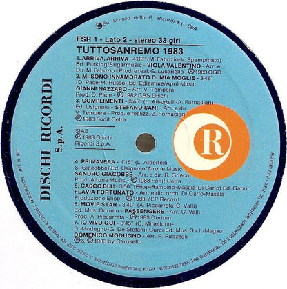 Various – Tuttosanremo '83 (LP, Compilation, Italy - 1983)