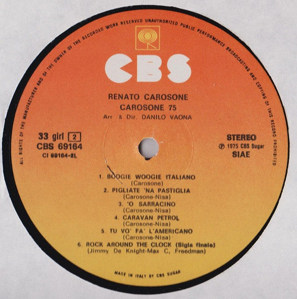 Renato Carosone – Carosone 75 (LP, Album, Italy - 1975)