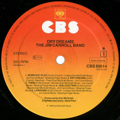 The Jim Carroll Band – Dry Dreams (LP, Album, Europe - 1982)