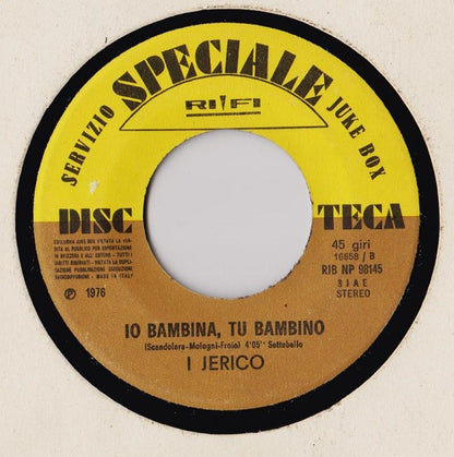 Cristiano Malgioglio, I Jerico – Scandalo / Tu Bambina, Io Bambino (7", Italy - 1976)