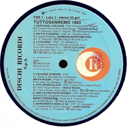 Various – Tuttosanremo '83 (LP, Compilation, Italy - 1983)