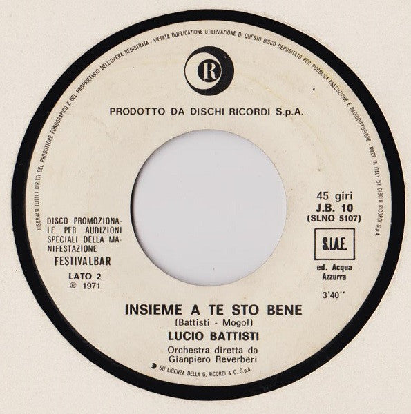 Lucio Battisti – Pensieri E Parole (7", Italy - 1971)