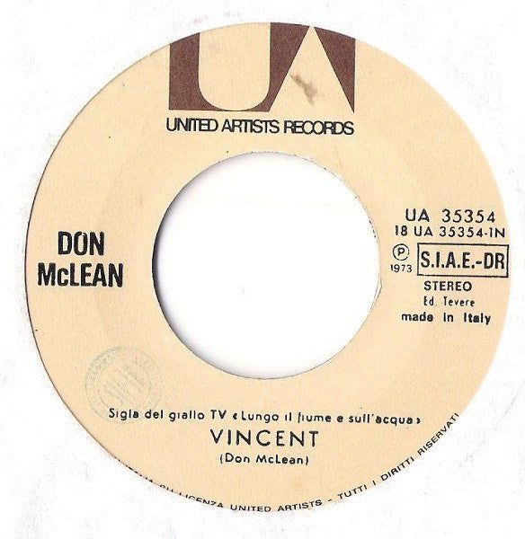 Don McLean – Vincent (7", Italy - 1973)