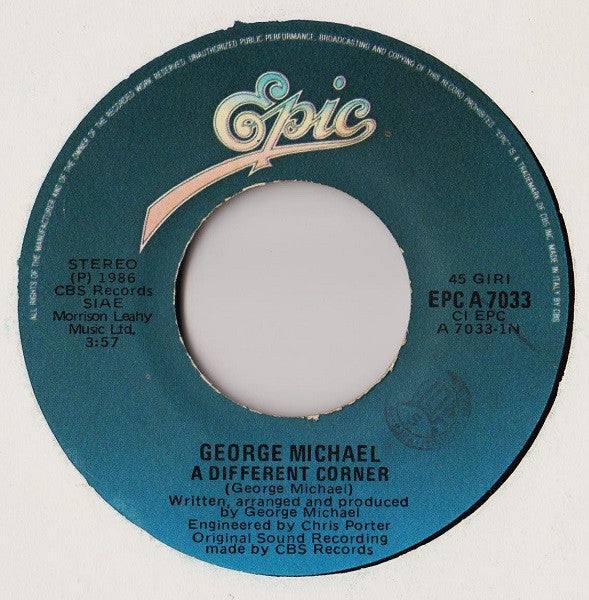 George Michael – A Different Corner (7", Italy - 1986)