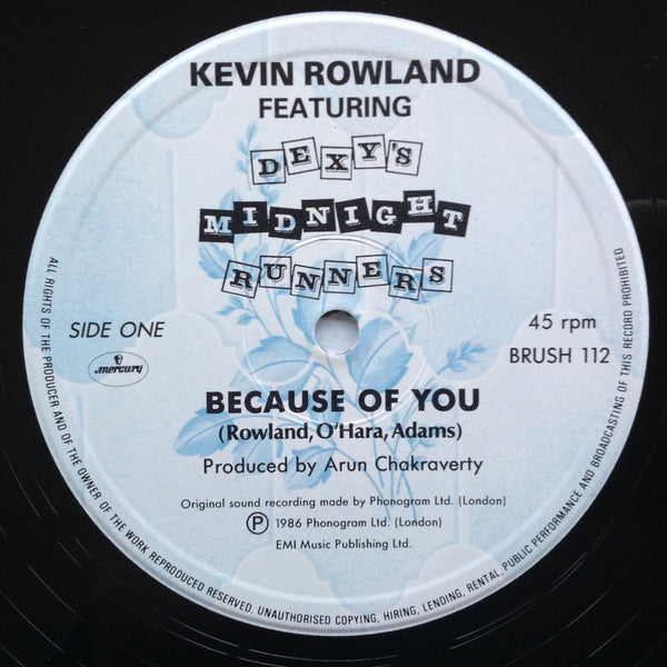 Kevin Rowland, Dexys Midnight Runners – Because Of You (12", UK - 1986)