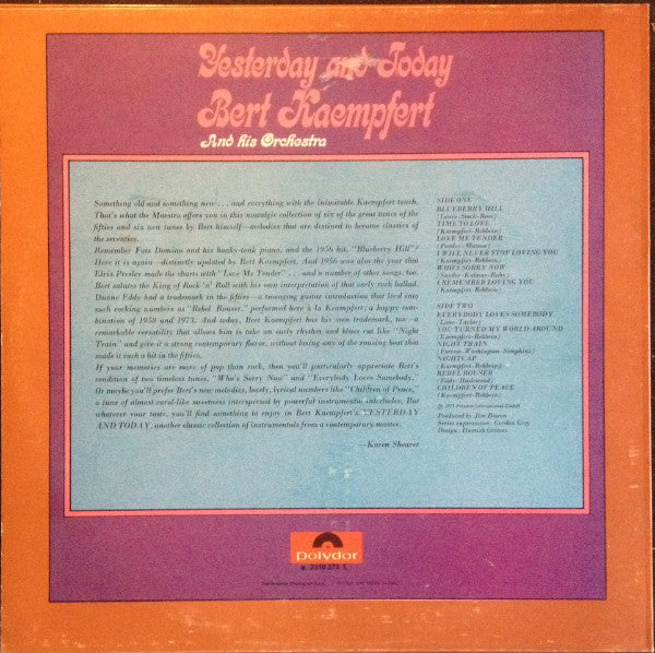 Bert Kaempfert & His Orchestra – Yesterday And Today (LP, Italy - 1973)