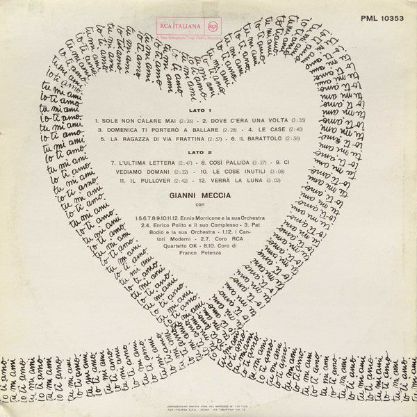 Gianni Meccia – Le Canzoni D'Amore Di Gianni Meccia (LP, Italy - 1963)