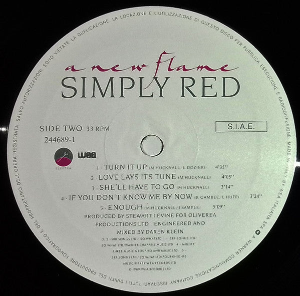 Simply Red – A New Flame (LP, Album, Italy - 1989)