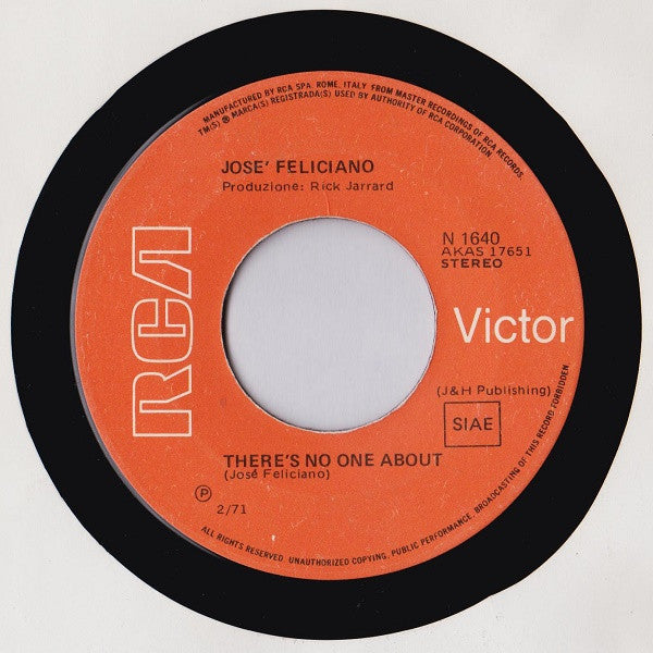 José Feliciano – Che Sarà  (7", Italy - 1971)