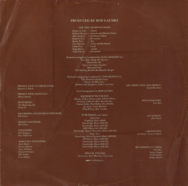 Neil Diamond – You Don't Bring Me Flowers (LP, Album, Europe - 1978)