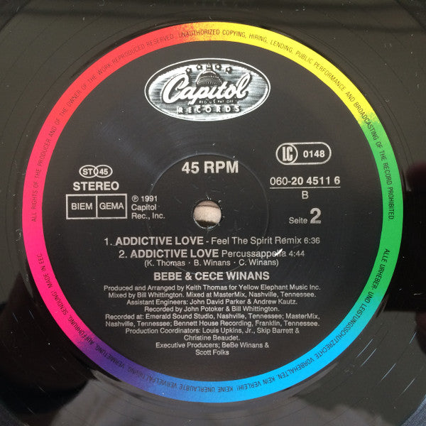 Bebe & Cece Winans – Addictive Love (12", Europe - 1991)