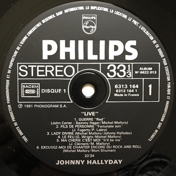 Johnny Hallyday – Live - Enregistrement Public 81 (LP, Album, France - 1981)