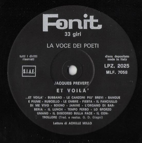 Jacques Prévert – ...Et Voilà! (LP, Italy - 1970)