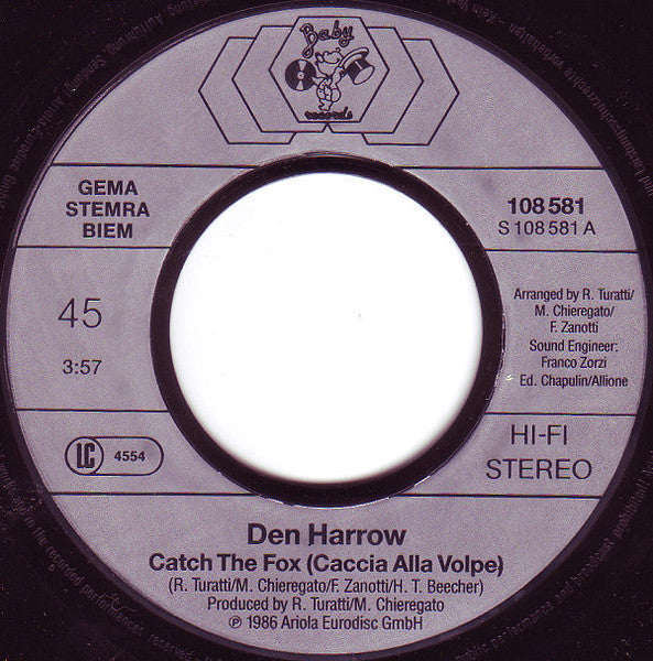 Den Harrow – Catch The Fox (Caccia Alla Volpe) (7", Europe - 1986)
