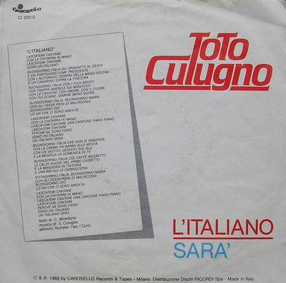 Toto Cutugno – L'Italiano (7", Italy - 1983)