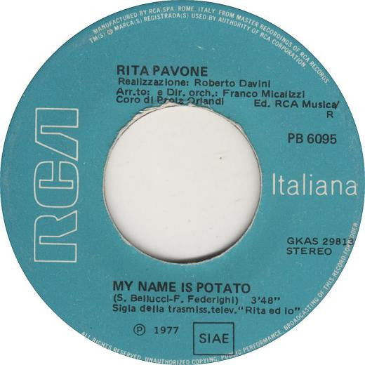 Rita Pavone – My Name Is Potato (7", Italy - 1977)