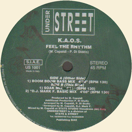 K.A.O.S. (5) – Feel The Rhythm (12", Italy - 1996)