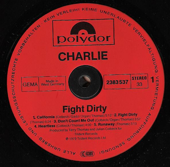 Charlie (5) – Fight Dirty (LP, Album, Germany - 1979)